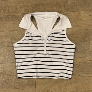 YPB Abercrombie & Finch White and Black Striped Sleeveless Top Size M